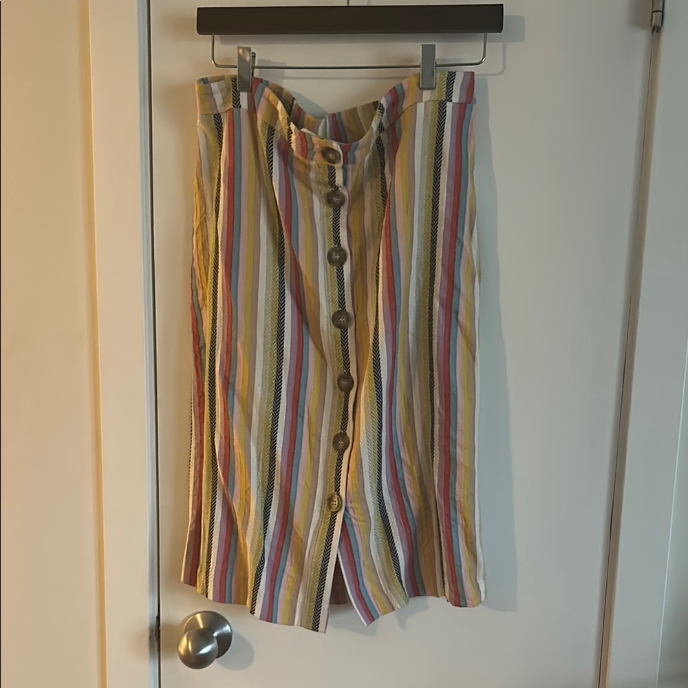 Striped Button-Down Skirt